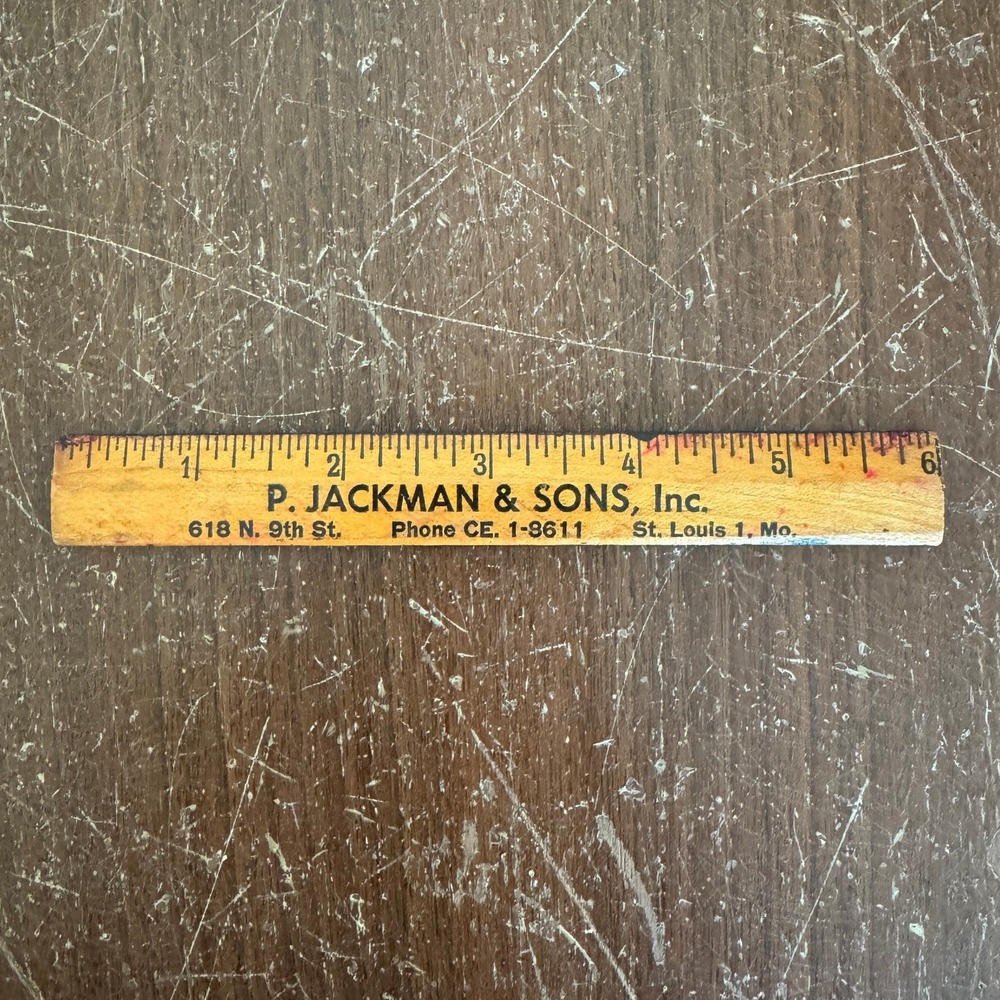 P. Jackman & Sons St. Louis MO Woolen & Tailor's Supplies‎ 6" advertising ruler
